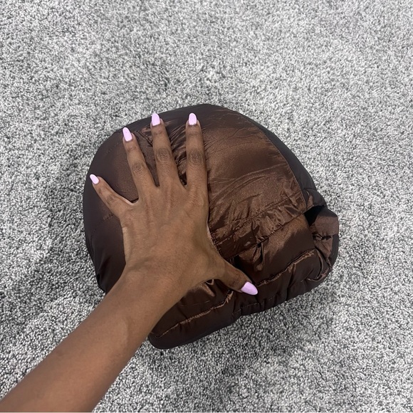 Andrew Marc Metallic Brown Packable Lightweight Premium Down Hoodie Women’s Sz M - Picture 9 of 9